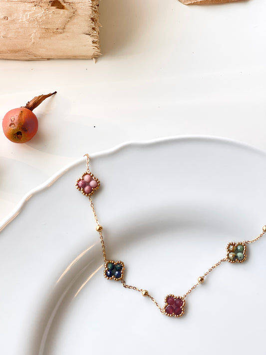 Colorful Gem Blossom Necklace