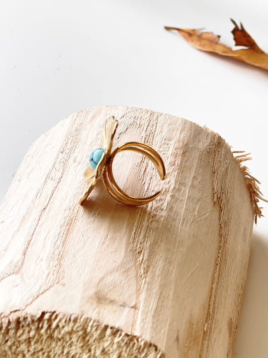 Floral Turquoise Adjustable Ring