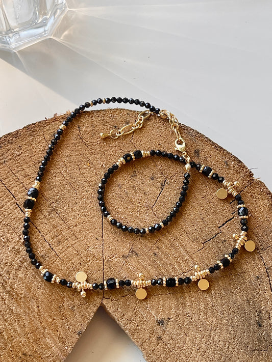 French Vintage Black Spinel Necklace