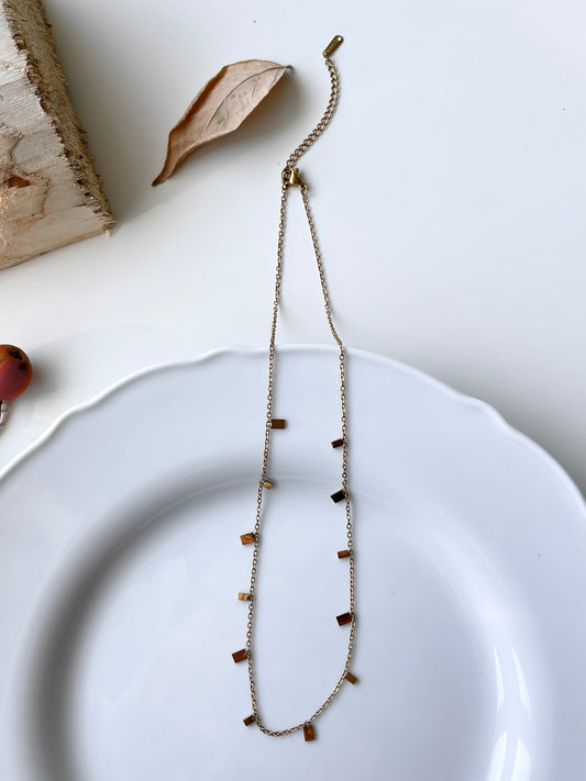 Gold Geometric Fringe Chain Necklace