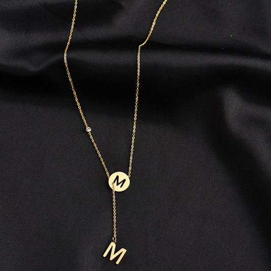Gold Letter M Necklace, Polished Triple Hoop Earrings & Ring Jewelry Set