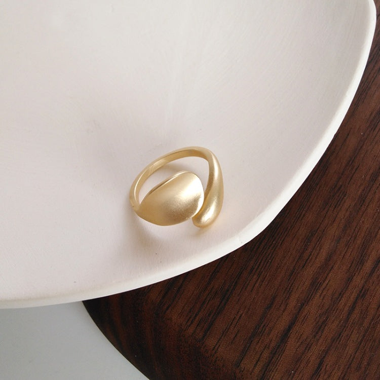 Matte Gold Flower Earrings & Adjustable Ring Jewelry Set