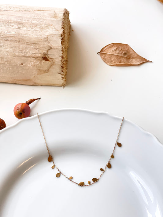 Gold Teardrop Fringe Chain Necklace