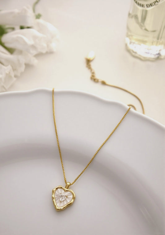 Mother of Pearl Heart Pendant Necklace