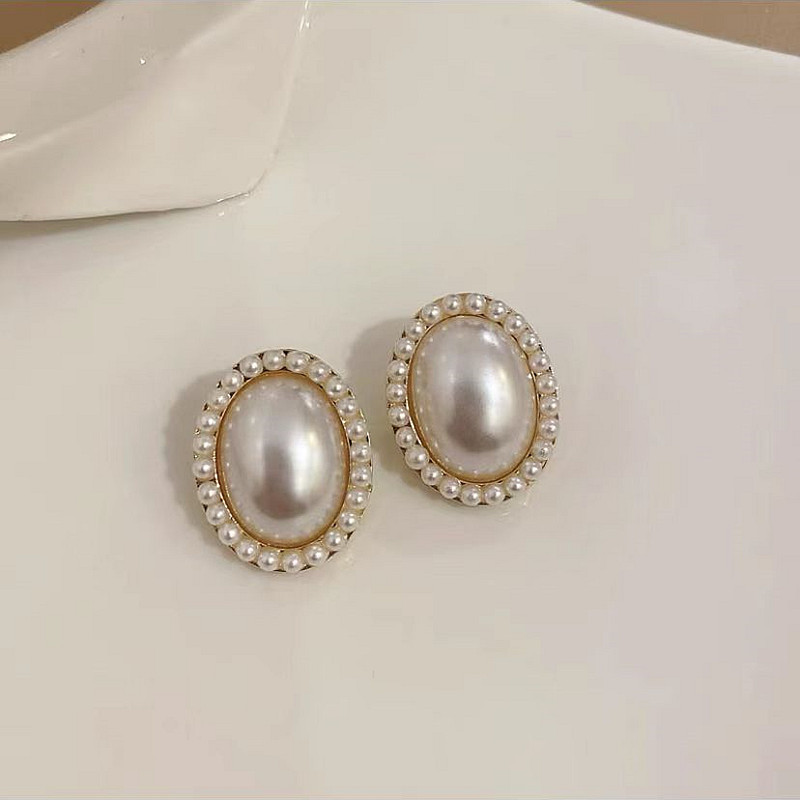 Woven Faux Pearl Choker Necklace & Earrings Jewelry Set
