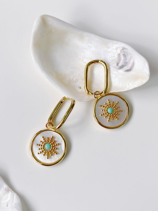 Sun Motif Mother of Pearl Earrings