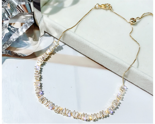 Zircon Decor Necklace & Crystal-Pearl Stud Earrings Jewelry Set