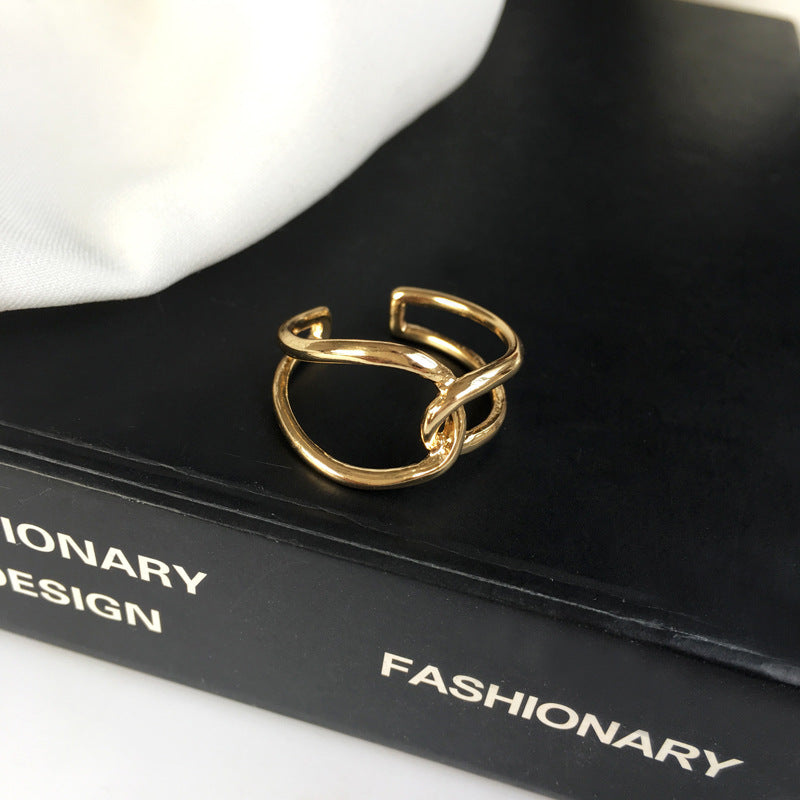 2 PCS Minimalist Irregular lines Necklace & Ring Jewelry Set