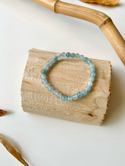 Mercury Blue · Blue Calcite & Afghan White Jade & Brazilian Kyanite Stacking Bracelets
