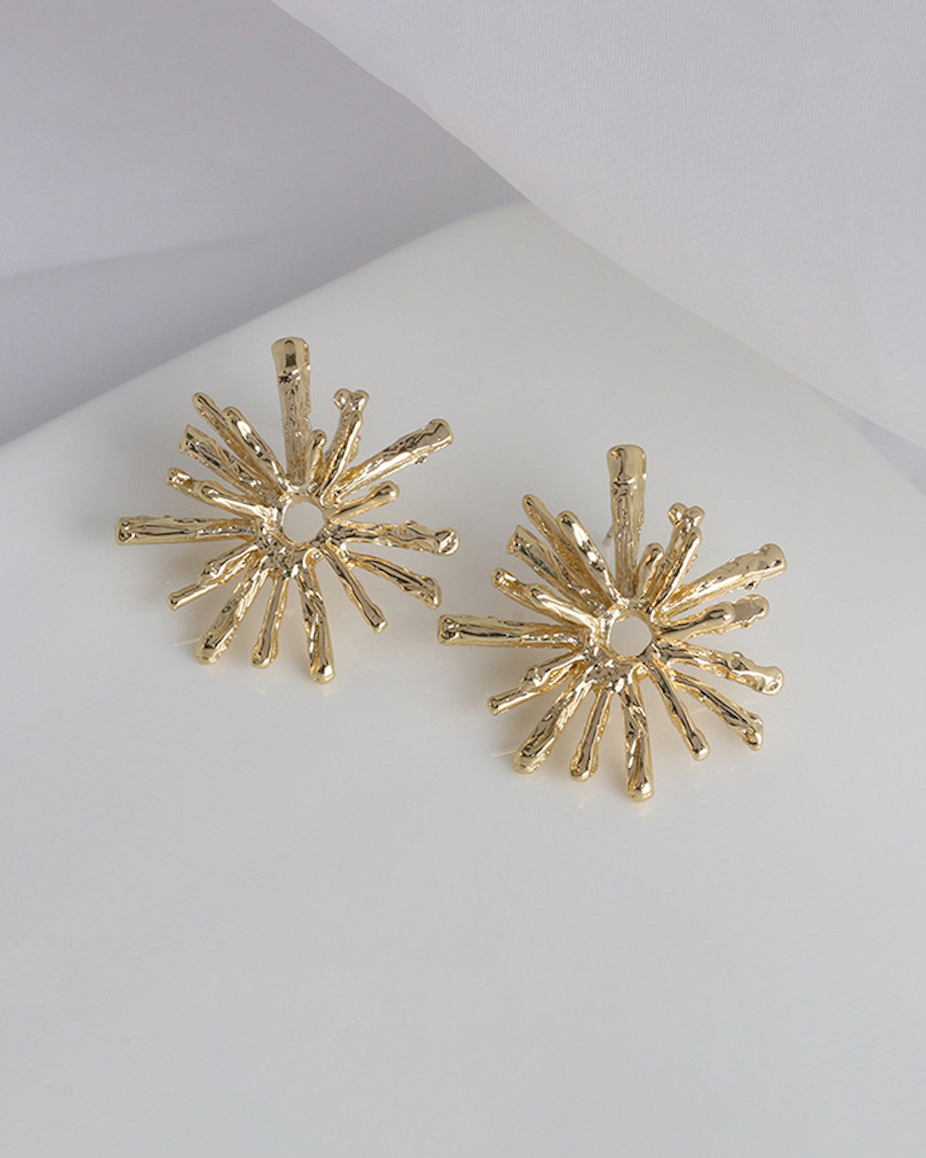 Asymmetric Leaf Decor Pearl Chain Necklace & Bracelet & Vintage Sun Earrings Jewelry Set