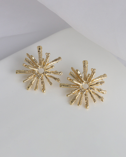 Asymmetric Leaf Decor Pearl Chain Necklace & Bracelet & Vintage Sun Earrings Jewelry Set