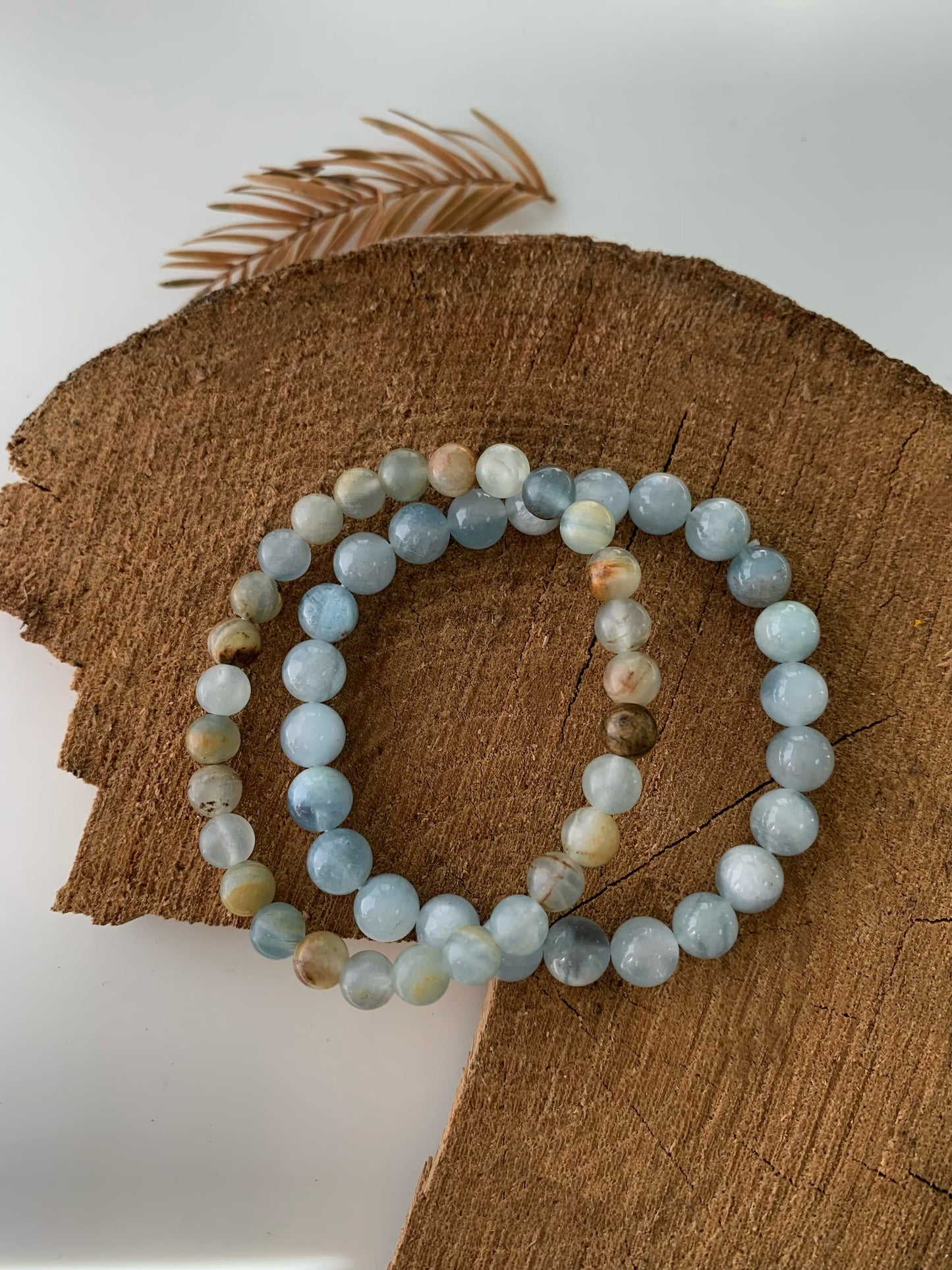 Different Shades of Blue · Blue Calcite & Aquamarine Stacking Bracelets