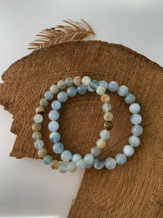 Different Shades of Blue · Blue Calcite & Aquamarine Stacking Bracelets