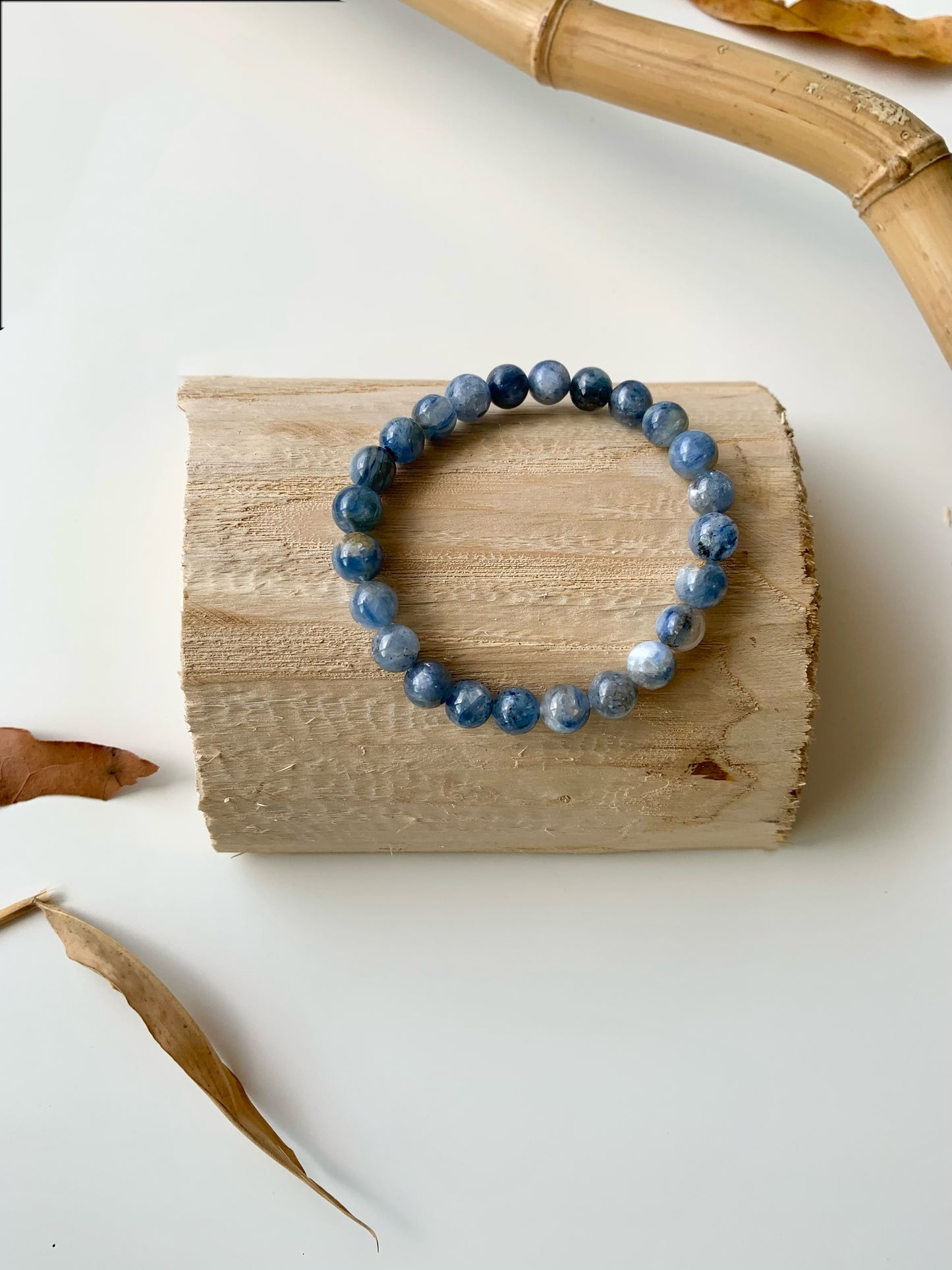 Mercury Blue · Blue Calcite & Afghan White Jade & Brazilian Kyanite Stacking Bracelets