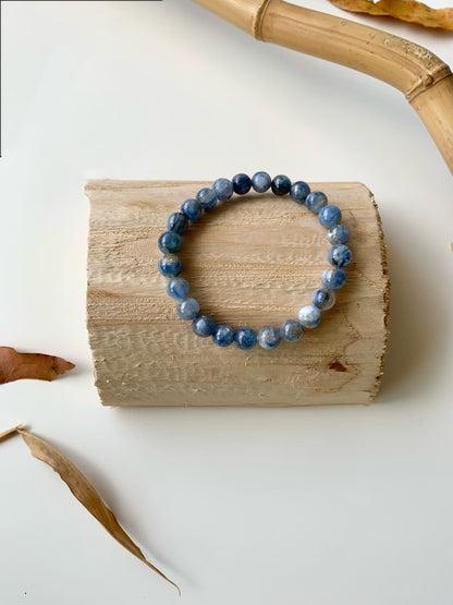 Mercury Blue · Blue Calcite & Afghan White Jade & Brazilian Kyanite Stacking Bracelets