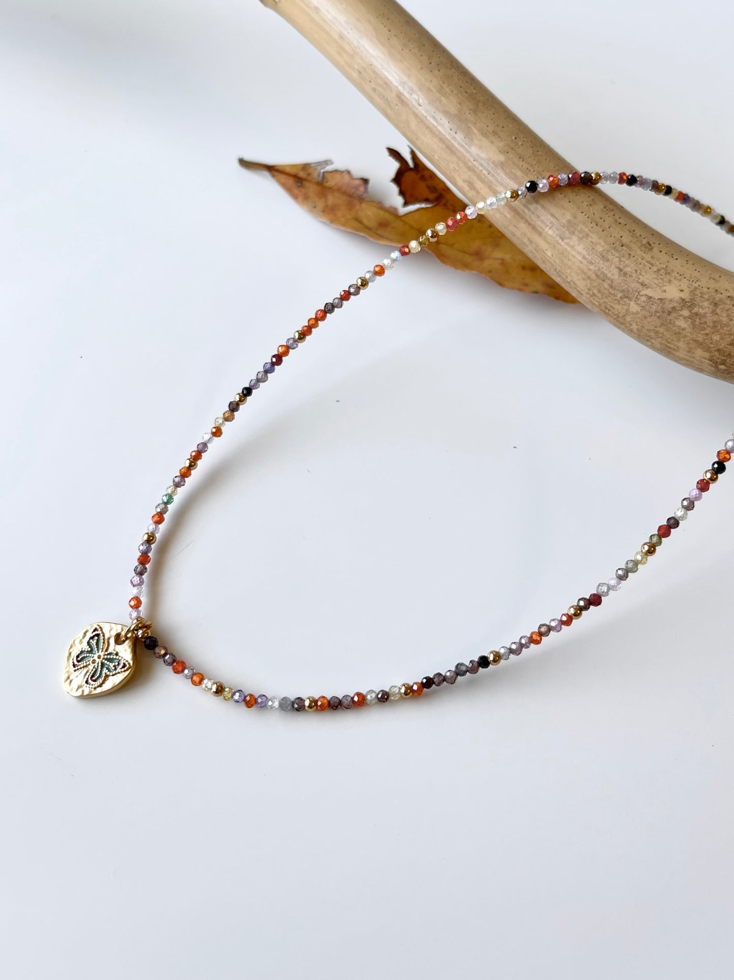 Colorful Beaded Butterfly Pendant Necklace