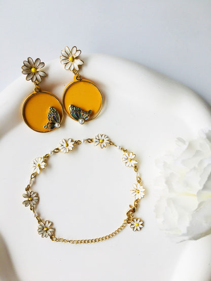 Daisy & Butterfly with Pearl Jewelry Set