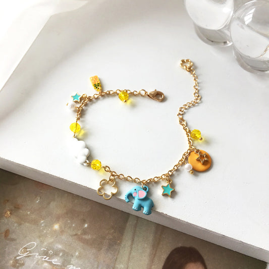 3pcs Irregular Vintage Earrings & Elephant Star Pendant Bracelet Jewelry Set