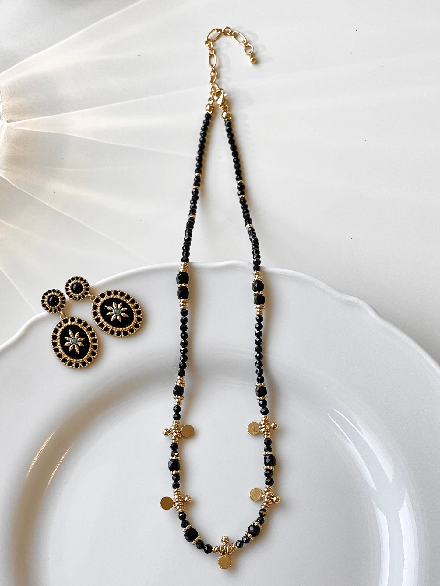 French Vintage Black Spinel Star Jewelry Set