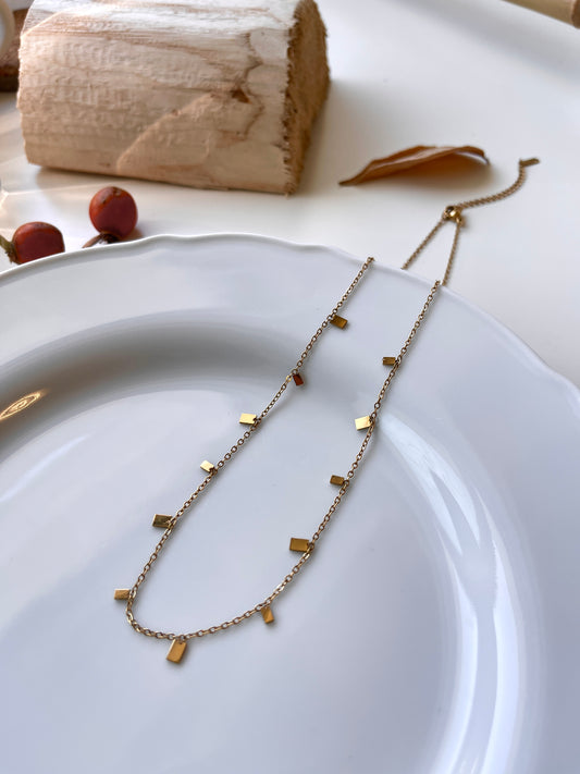 Gold Geometric Fringe Chain Necklace