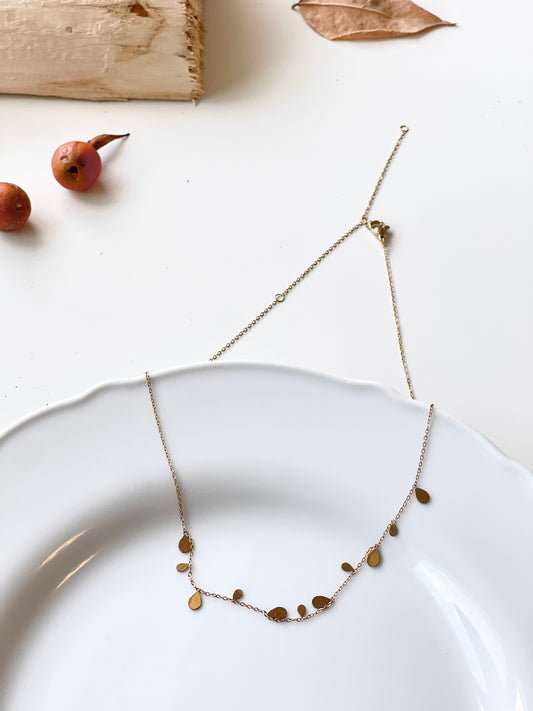 Gold Teardrop Fringe Chain Necklace