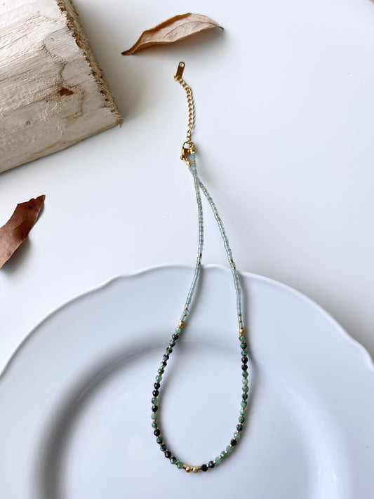 Green Ombre Beaded Necklace