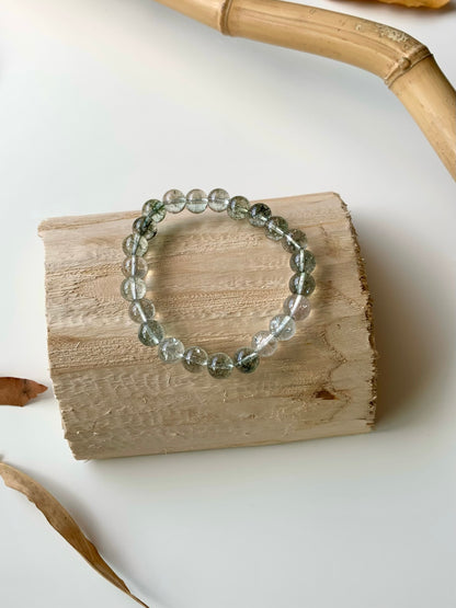 Different Shades of Green · Indian Agate & Green Phantom Quartz Stacking Bracelets
