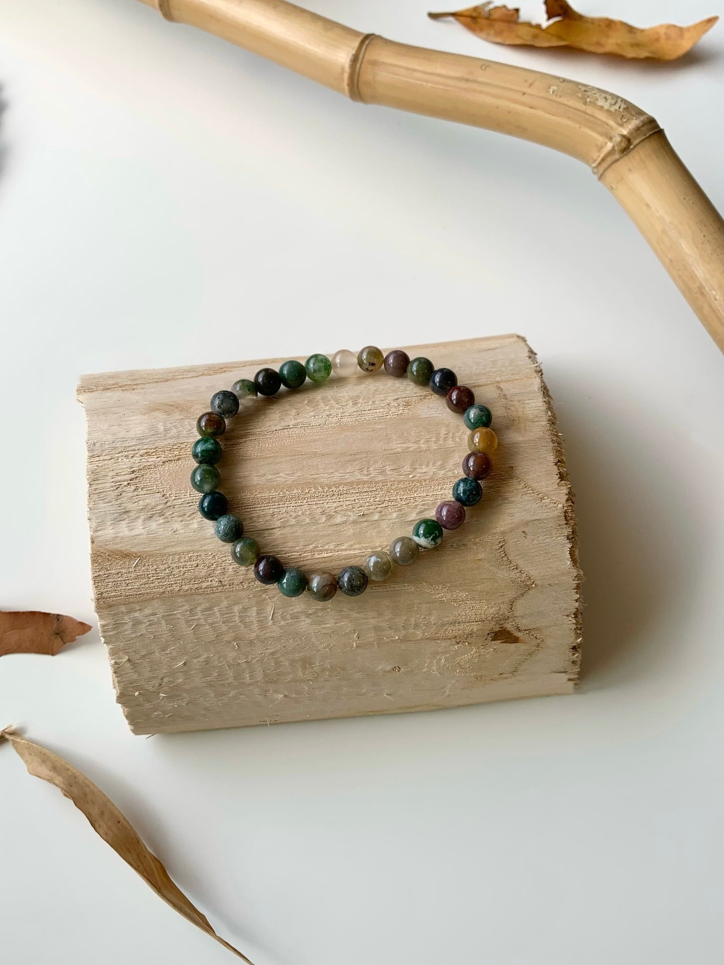 Different Shades of Green · Indian Agate & Green Phantom Quartz Stacking Bracelets