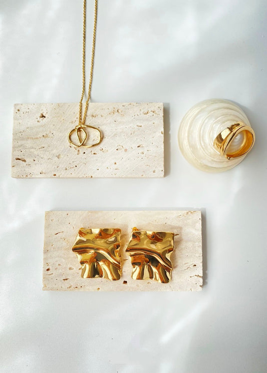 Minimalist Irregular Geometric Earrings & Necklace & Ring Jewelry Set