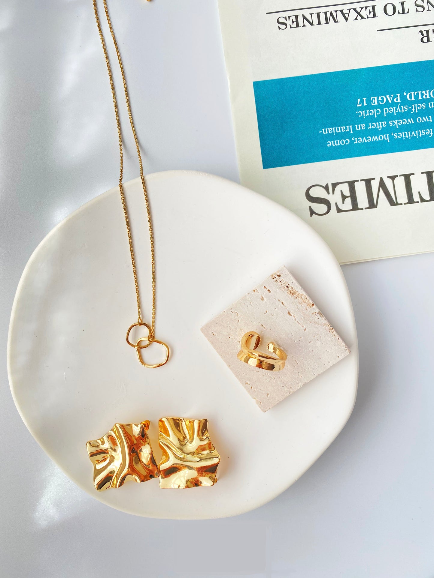 Minimalist Irregular Geometric Earrings & Necklace & Ring Jewelry Set