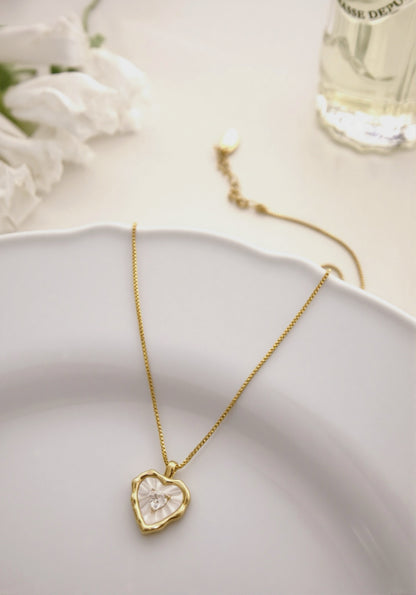 Mother of Pearl Heart Pendant Necklace