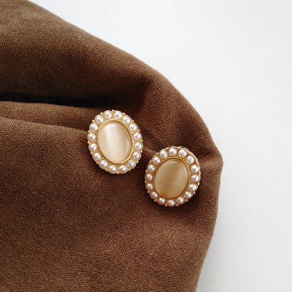 Gold Opal Crystal-Pearl Bracelet & Earrings & Ring Jewelry Set