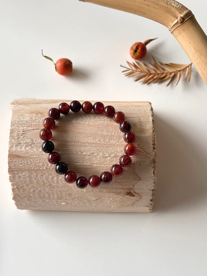 Solar Red · Clear Quartz, Orange Garnet & Strawberry Quartz Stacking Bracelets