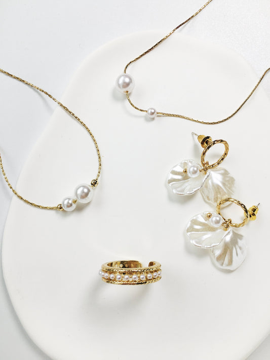 Pearl Decor Jewelry Set with Shell Drop Earrings