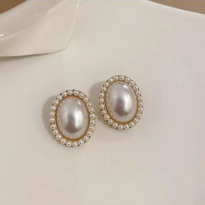 Woven Faux Pearl Choker Necklace & Earrings Jewelry Set