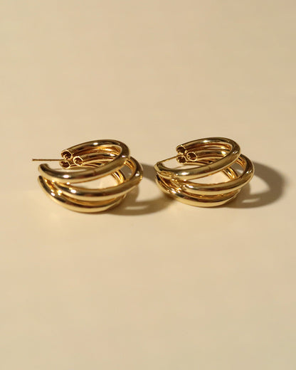 Gold Letter M Necklace, Polished Triple Hoop Earrings & Ring Jewelry Set