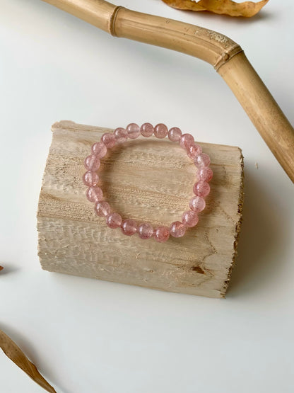 Shades of Pink · Rose Quartz & Strawberry Quartz Stacking Bracelets
