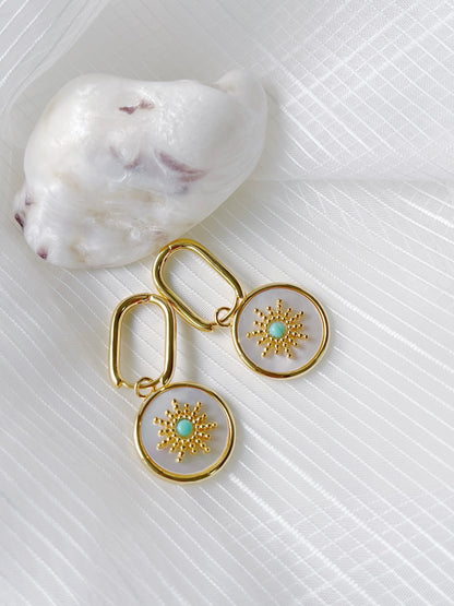 Sun Motif Mother of Pearl Earrings