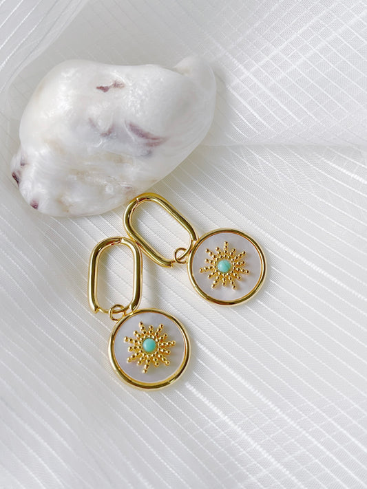 Sun Motif Mother of Pearl Earrings