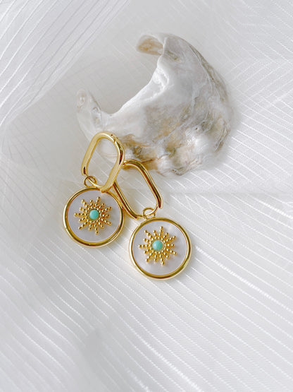 Sun Motif Mother of Pearl Earrings