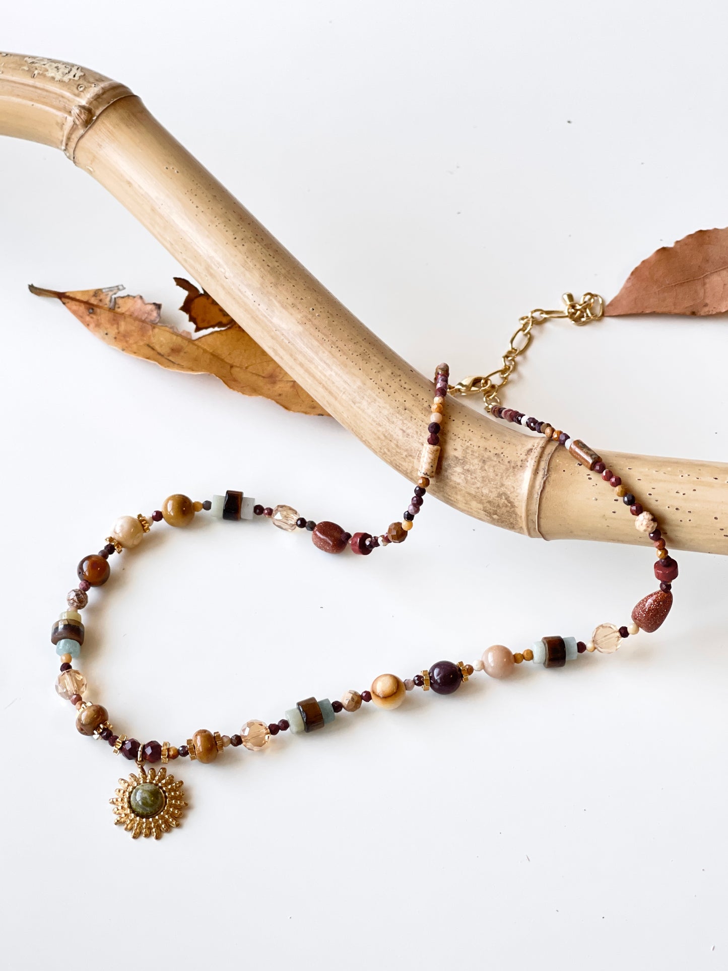 Sunburst Floral Beaded Necklace