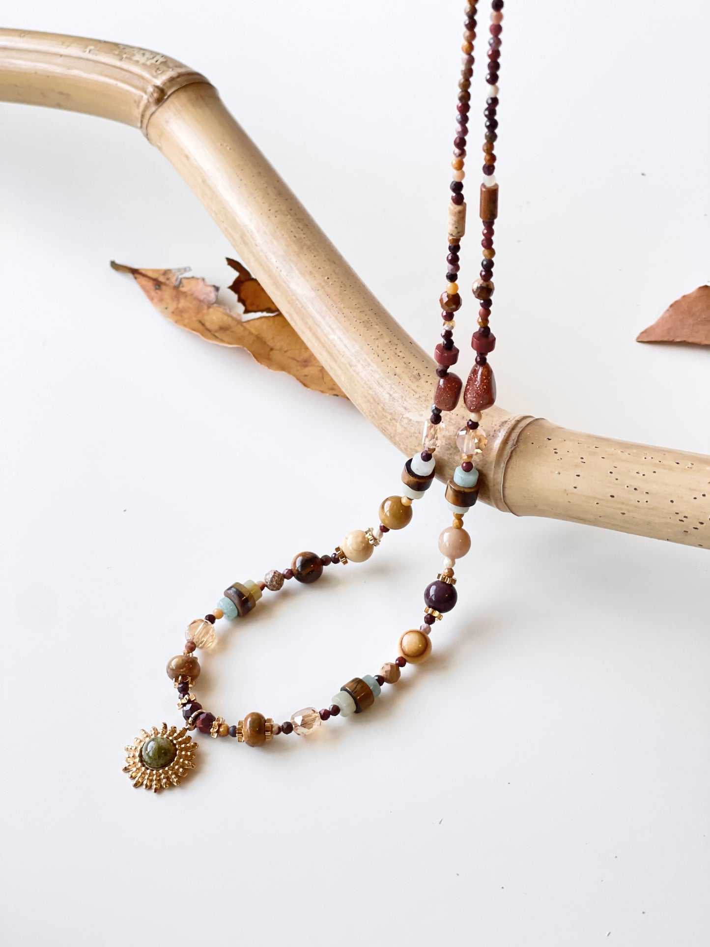 Sunburst Floral Beaded Necklace