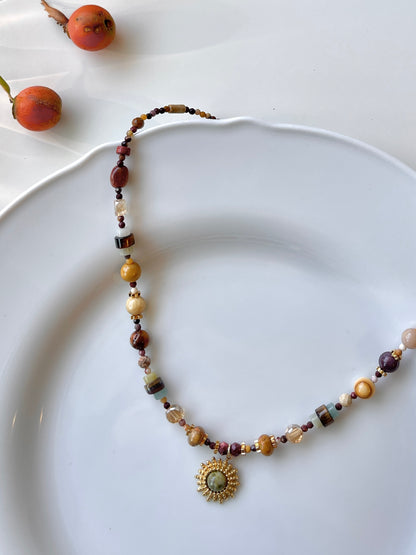 Sunburst Floral Beaded Necklace